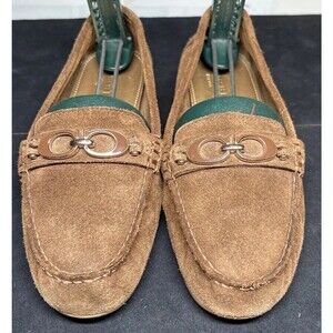 COACH Fortunata Brown Soft Suede Leather Driving Moc Flat Loafers Size 6.5 B